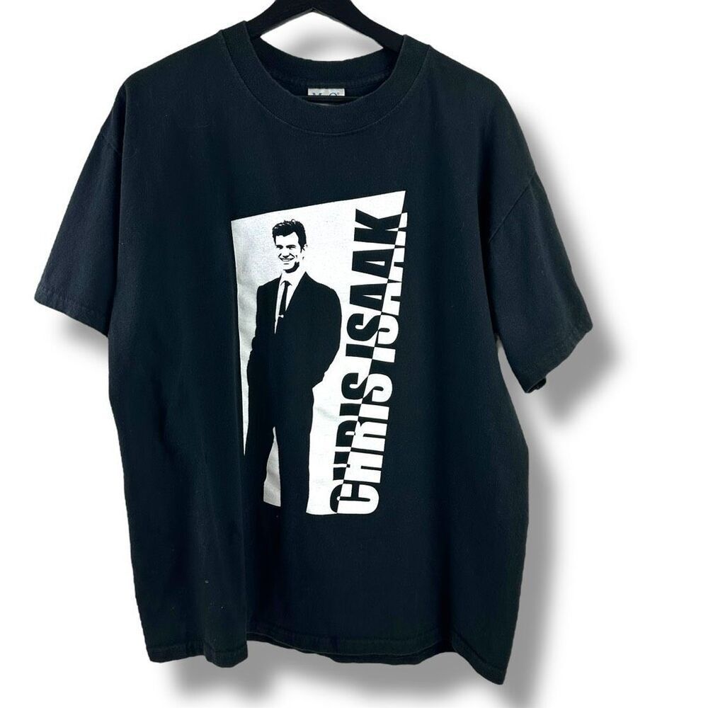 Chris Isaak‎ Tour 2003 Event Tee Shirt Size L Black White Singer Y2K Rockabilly